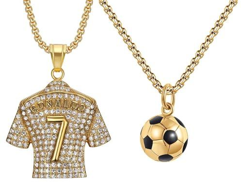 CANRNYACBZ 2 st Jersey halsband nummer 7, Jersey hängande halsband, diamanthalsband nummer 7 barn pojkar nyckelbenskedja hiphop nyckelbenskedja, present till bollspelälskare