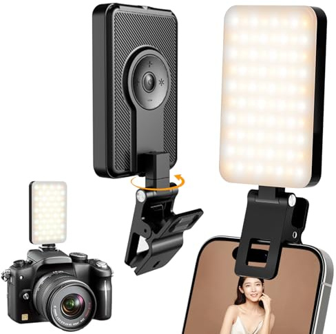 Portable Phone Light, Selfie Light, 5 Lighting Modes 3000k-6500k,5 Levels of Brightness Phone Light Clip on, 2000mah Rechargeable Batter, Photo/Photography/Makeup/Webcam/Laptop/Zoom