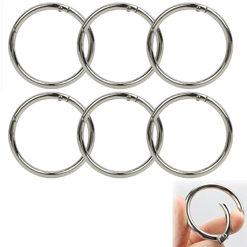 6 Stück Karabiner Rund 60mm OD 50mm ID Zinklegierung Schlüsselring Groß Karabinerhaken Rund, Karabiner Ring für Schlüsselanhänger, Tasche, Schmuck, DIY Handwerk (Silber)