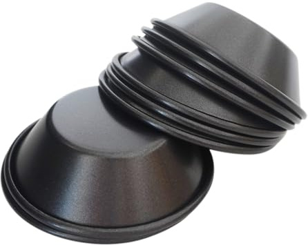 Proshopping 3 Inch Tart Pan, Carbon Steel Pastel De Nata Tins, Nonstick Egg Tart Molds, Mini Round Quiche and Pie Pan for Tartlet, Cupcake, Pudding, Muffin Baking - 8Pcs, Black