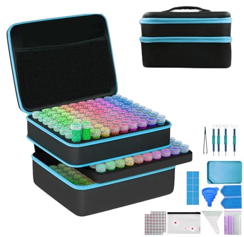 NEWFUN Diamond Painting Koffer, Diamond Painting Aufbewahrungsbox, 240 Stück Diamant Painting Zubehör Boxen mit Koffer Trichter