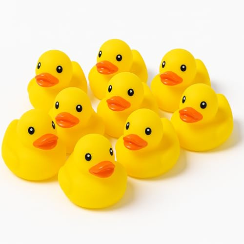 ​GIFTRIX Rubber Ducks 9 Pack, 5cm Mould-Free for Baby & Toddler | No Hole Sealed Squeaky Floating Bath Toys | Classic Yellow Mini Duckies for Party Favors & Car Dashboard Decoration