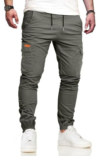 VMSUCIJ Pantaloni da Lavoro Uomo Cotone Pantaloni Tuta con Elastico in Vita con Tasche Pantaloni da Sci e da Trekking