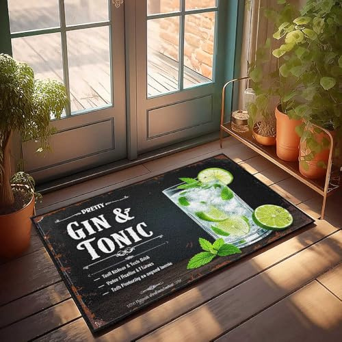 FZFN Thankful Door Mat Pretty Gin & Tonic: A Refreshing Cocktail Recipe Doormat Sports Bar Decor Fun Door Mat(40X60CM)
