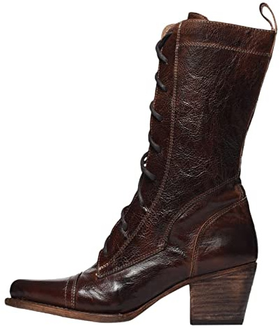 Bottes Femmes Hiver Mode Rétro à Lacets Bottes Confortables Talons Carrés Semelle Épaisse Bottes Mi-hautes pour Femmes Commerce Extérieur Grandes Tailles, marron, 38 EU