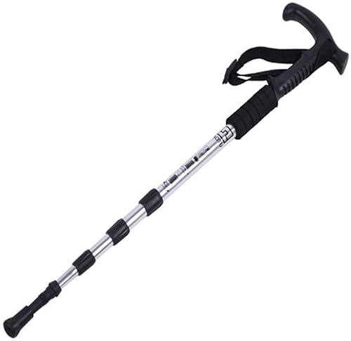 Trekking Pole 4-Section T-Handle Damping Block Walking Stick Mountain Climbing Cross Country Ski Rod Telescopic Simple Mountaineering Suppli