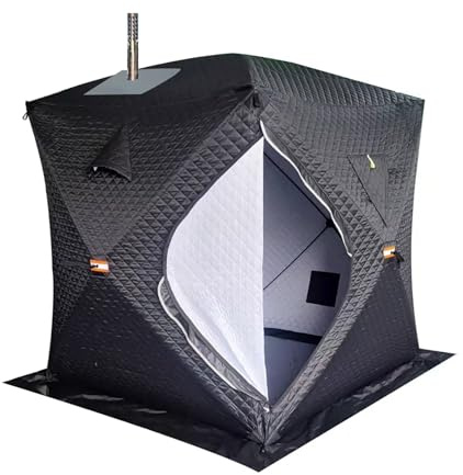 Outdoor Saunazelt,Isoliertes Allwetter Angelzelt für 4 Personen mit Schornstein,stabil und Panorama, Einfach Aufzubauen,ideal für Camping und Schneefischen