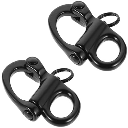 SHERCHPRY Lot de 2 Manilles Marines en Acier Inoxydable 69 Mm, Mousquetons à Ressort Pivotants Noirs pour Équipement Nautique, Fixations de Navigation Robustes et Polyvalentes pour