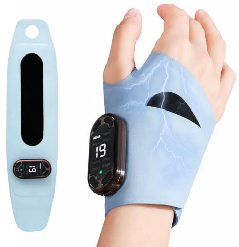 Appareil TENS de Massage des Mains : Stimulateur EMS portable rechargeable avec 8 modes et 19 niveaux d’intensité pour soulager les douleurs du poignet