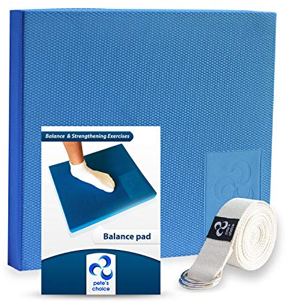Foam Balance Pad - von Physiotherapeuten empfohlen I Dehnungsgurt & eBook als Geschenk I Zur physiotherapeutischen Rehabilitation & Genesung der Sprunggelenke, Schmerzen im unteren Rücken/Knien
