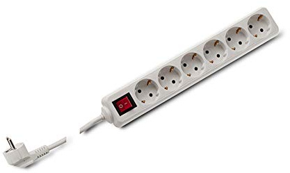 edi-tronic 6-Fach Steckdosenleiste mit beleuchtetem Schalter weiß 3m Mehrfachstecker Steckdosen Leiste