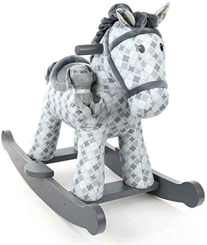 Little Bird Told Me - Harper & Chase Rocking Horse for Baby/Toddler 9+ Months Unisex - Geometric Printed Fabric, Solid Wooden Frame & Rockers, Removable Plush Toy - British Brand Since 2007