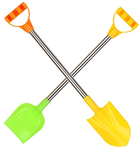 Kinderspielzeugschaufel 2er Pack Edelstahlschaufel Strand Schneeschaufel Set Sandschaufel Gartenschaufel Spaten Werkzeugspielzeug 52CM Tragbare Spielzeugschaufel Toy für Kinder von 3 bis 12 Jahren