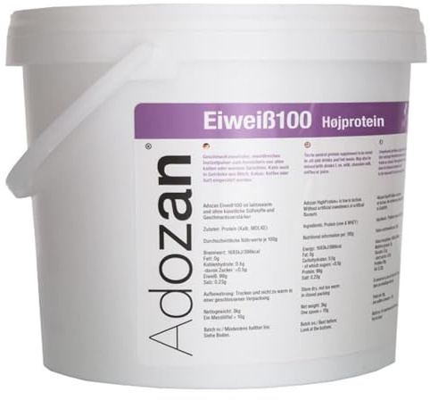 Adozan Protein100: Proteinpulver | 3000 g | smakneutral | 99% proteinpulver | för alla maträtter och drycker | Perfekt för BAKNING och proteindrinkar |