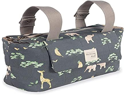 Walking Mum. Baobab Organizer-Tasche für Kinderwagen, kurze Griffe zur Befestigung am Kinderwagen, Anthrazit, Maße 31 x 17 x 12 cm