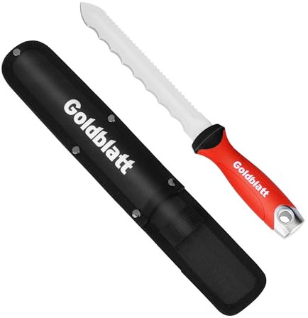 Goldblatt Coltello per Isolamento, Lama in Acciaio Inox da 20 cm, Coltello per Isolamento Doppio Lato, per Tagliare Materiali Isolanti Come Lana Isolante, Fibra di Vetro e Lana di Roccia