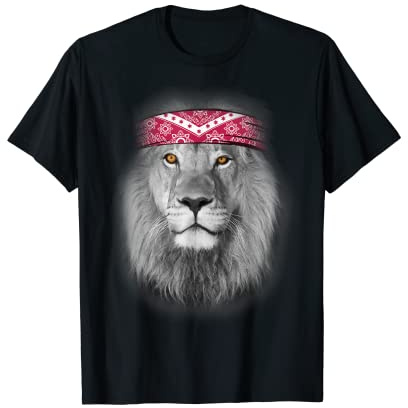 Lustiges Löwengesicht mit Bandana T-Shirt