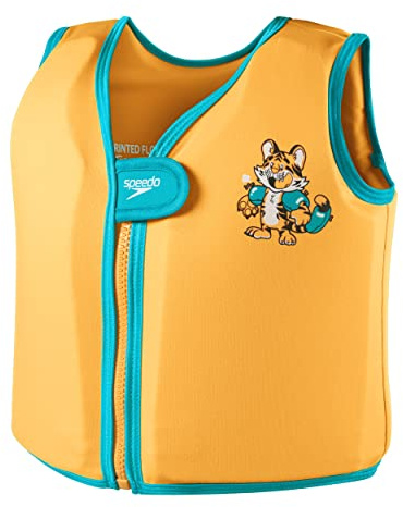 Speedo Unisex babyflytväst för flytkraft | simning inlärning | simlektioner simning inlärning, Aanadi orange/akvarium/svart, 4–6 år