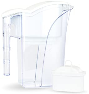 LavaTap Calmag Water Filter Jug Purifier Dispenser 2 Litre Capacity Ideal for Fridge Charcoal Water Filter Jug and Cartridge for Hard Water Removes Limescale and Chlorine (Water Filter Jug), Silver