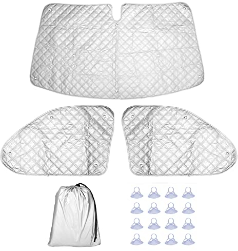 NIGOOLATA Copertura Parabrezza per V-W T5 T6 Oscurante Termico Interno Parasole per Parabrezza,Camper Accessori Interni(3 Pezzos) Set per Finestrini Ciechi Termici Interni