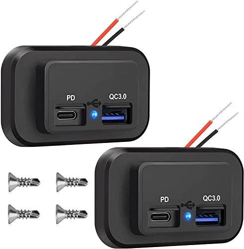 Linkstyle USB Ladebuchse Steckdose, QC3.0 USB A & USB C Ports Ladebuchse mit LED Anzeige 12V/24V Auto Marine Boot 2Stück