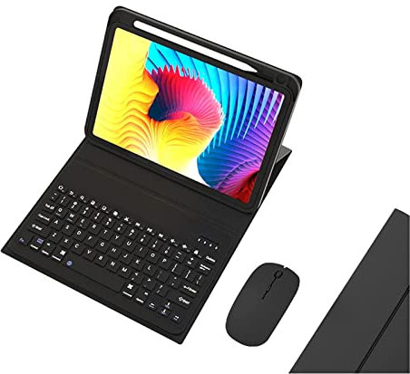 ZKAIAI Funda con Teclado para iPad 9.7 2018/2017 6ª/5ª Gen/iPad Air 2/1/iPad Pro 9.7, Funda Español Ñ Bluetooth Desmontable con Ratón Inalámbrico, Teclado Bluetooth con Portalápices, Negro
