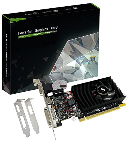 SAPLOS Low Profile GT 210 Carte Graphique pour PC, Carte vidéo 1 Go, DDR3 64 Bits, HDMI DVI VGA