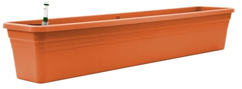 simpa Terracotta Balcony Window Trough with Watering System - 100cm (L) x 19cm (W) x 17.5cm (H)