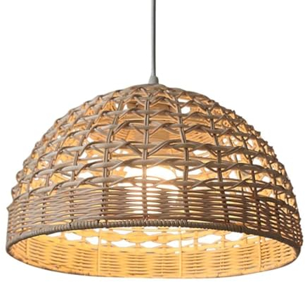 GUANSHAN Kreative handgewebte Rattan Hängelampe Ländlicher Stil Hängeleuchte Pendelleuchte Ambiente Kronleuchter für Schlafzimmer, Wohnzimmer, Restaurant