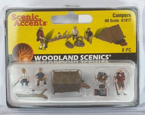 Woodland Scenics A1917 Campingplats campare campingtält vandrare eldstad campare figurer spår H0 HO 1:87