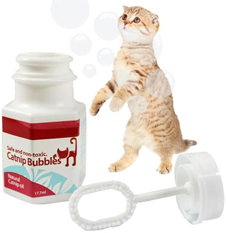 Katzenminze Bläschen, Katzenminze Blasen Für Katzen, 17,7 Ml Seifenblasen Mit Katzenminze-Geschmack Für Haustiere, Haustierfreundliches, Nach Ätherischen Ölen Duftendes Katzenspielzeug Für Kätzchen Im