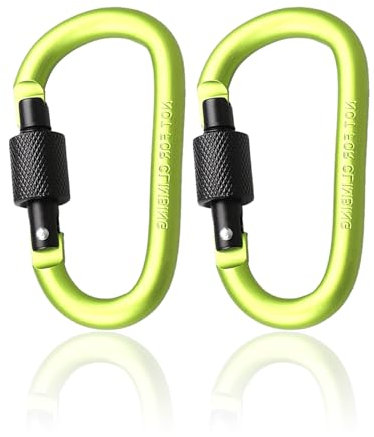 2Pcs Carabiner Clip Locking Carabiner, 7.8cm/3inch Green Aluminum Alloy D-Ring Carabiners Key Locking Key Chain Clip Hook for Camping, Hiking, Traveling, Fishing, Backpack Keychains Keyring Outdoor