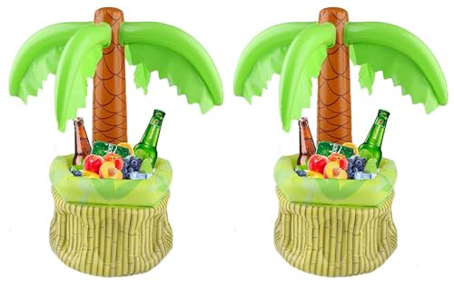 2 x Large Inflatable Floating Palm Tree Drinks Coolers Blow Up Hawaiian Party Accessory Decoration Summer Ice Cooler For Drink