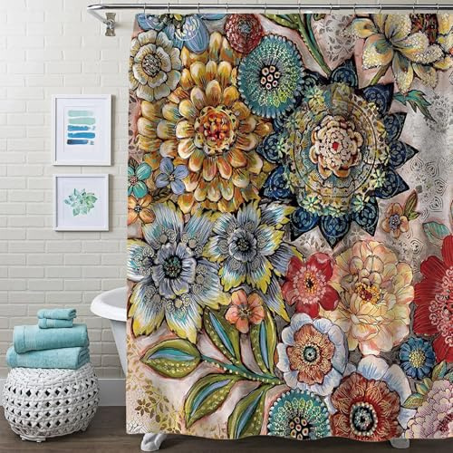 FAIRYGATE Badevorhang Dschungel Bad Vorhang Duschvorhang Badezimmer Bathroom Curtain Badewanne Wasserdichter Stoff Maschinenwaschbar mit 12 PCS Haken 180x180cm Polyester Textil B8621