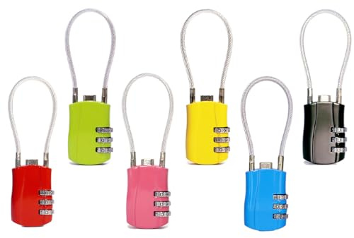 Abiyou 6 Pièces Cadenas Câble à Code, Cadenas pour Valise, Combinaison Cadenas à Bagages, Cadenas Code 3 Chiffres, Cadenas Valise, Mini Cadenas à Combinaison, Cadenas Code Valise,pour Valises,Armoires