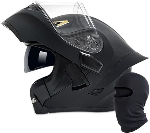 Caimcie Motorradhelm Klapphelm Integrierthelm Mit Doppelvisier DOT/ECE-Zertifizierung Motorrad-Integralhelm Cruiser-Fahrrad-Roller-Helm Für Motorrad Herren D,XXL/63-64CM