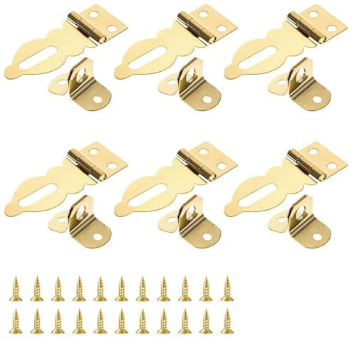 MANICAF 6 Stück Vorhängeschloss Haspe Mini, Gold Metall Riegel Schloss mit Schrauben, für Holzkasten Schmuckschachtel Koffer Möbelschnalle Schloss
