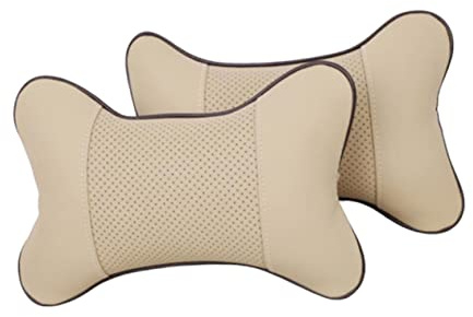HOLIDYOYO Oreillers Cervicaux de Voyage Coussin de Tête en Acrylique Lot de 2 Beige Forme Os, Confort pour Soutien Nuque Voiture pour Siège Auto