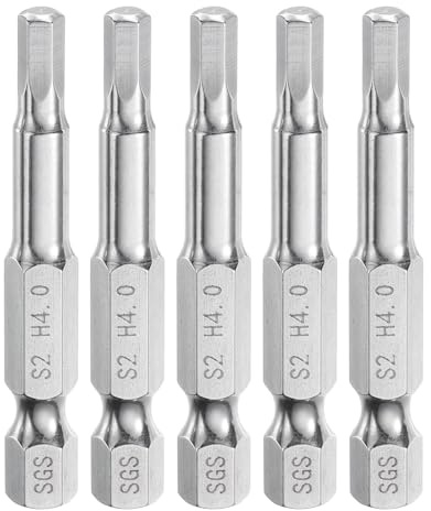 QUARKZMAN 5pz Punte per Cacciavite Chiave Esagonale 4mm (H4) Metrico 1/4 Attacco Esagonali 50mm (2) Punta Magnetica Lunghe Acciaio S2 Punta per Trapano Piatta Grado Industriale per Viti