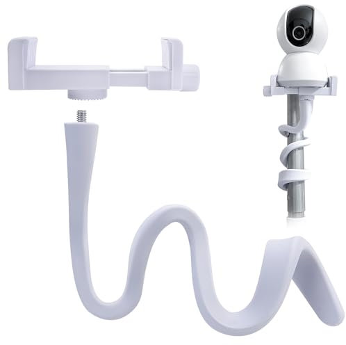 VZXZXE Soporte para vigilabebés, compatible con cámaras de bebé y teléfonos móviles, montaje en mesa, ajustable y plegable, blanco