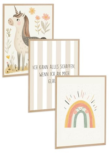 Kidsmood - Affirmationsposter für Kinderzimmer - Ermutigende bilder fürs Kinderzimmer Mädchen & Jungen – Babyzimmer Deko – Wandbilder Tiere für Kinderzimmer deko [Zauberwelt |21x30 cm ]