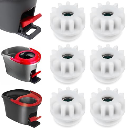 Lnngub 6 Pcs Mop Pedal Broom Spin Replacement Spin Mop Bucket Gear One Way Clutch Gear Sprockets Repair Compatible with 90% Rotation Mops Bucket on The Market,White