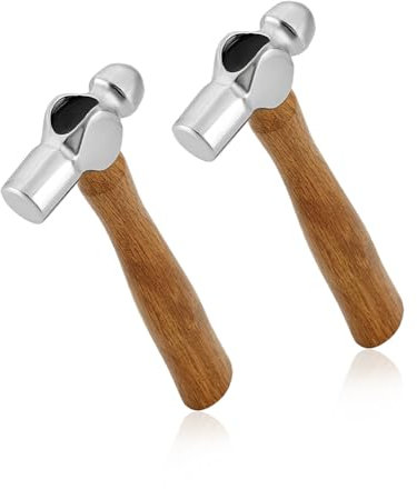 PH PandaHall 2pcs mini Marteau à Panne Ronde 4oz en Acier au Carbone Marteau à Bijoux en Métal Double Face avec Manche en Bois pour le Formage la Réparation et L'Estampage du Métal 15.8cm
