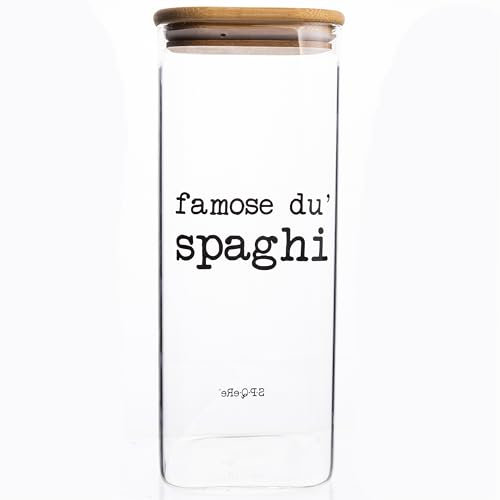 Barattolo spaghetti 1,92 L in vetro, coperchio in bambù, S.P.Q.eRe