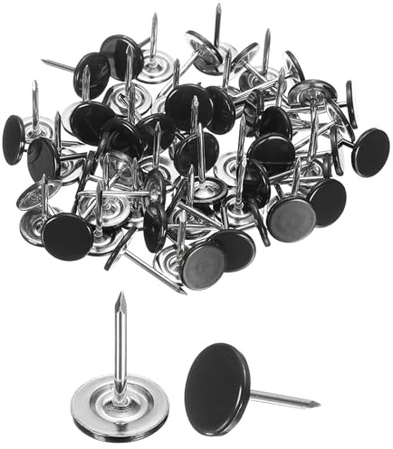 sourcing map 60 Stück Polsternägel, 11 mm x 17 mm, flacher Kopf, dekorative Möbelnägel, Pinnnadeln für Möbel, Sofa, Kopfteile, Schwarz