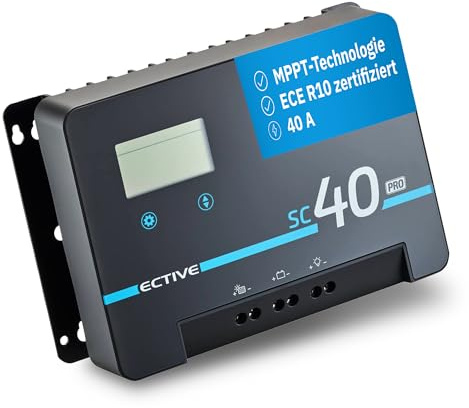 ECTIVE Laderegler Solar 12/24 Volt SC 40 PRO, Lithium-Batterien | MPPT Solar-Laderegler 40A 100V mit Bluetooth, Solarladeregler Ladegerät für AGM, Solar Charge Controller ECE R10 Zertifiziert