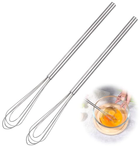 2-Teiliges Set Schneebesen Klein,Mini Schneebesen,Rührbesen,Hochwertiger Rostfreier Stahl Quirl,16cm Griff,Küchen-Gadgets,zum Mischen,Quirlen,Schlagen, Aufschäumen und Rühren,Silber
