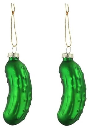 Weihnachtsbaumschmuck aus Glas, geblasene Ornamente, hängende Gurken-Ornamente, Weihnachtsbaum-Dekoration, hängende Heimdekoration (2 Stück)