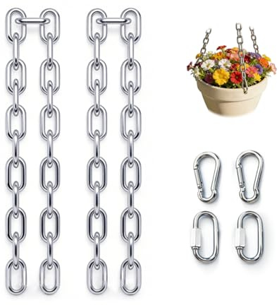 2 stycken Φ3 mm rostfri stålkedja 0,6 m med karbinhake och snabbkopplingsring kedja rostfritt stål för sällskapsdjur linne växter ljuskrona träningsutrustning