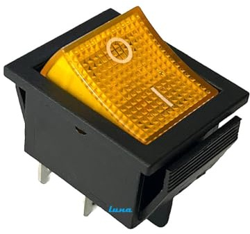 Interrupteur à bascule bipolaire - lumineux ambre - 16 A / 250 V - 20 A / 125 V - Avec touche orange - Sachet de 5 unités